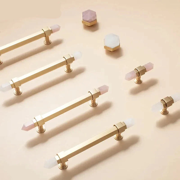 Natural Crystal & Solid Brass Knobs
