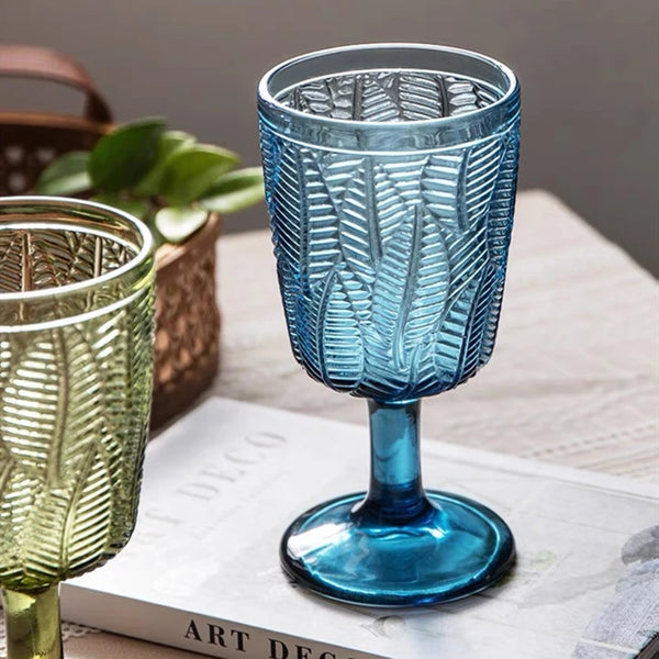 Embossed Leaf Wine Glass Set