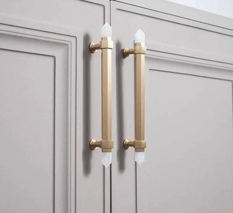 Natural Crystal & Solid Brass Knobs