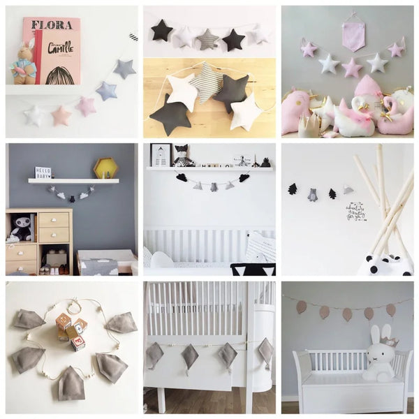 Nordic Cotton Star Garlands String Cute Pendent Kid Room Tent Bed Curtain Decoration Accessories Home Wall Hanging Ornament