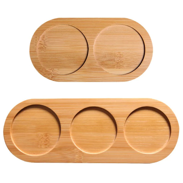 Oval Bamboo Tray For Kitchen Dish Soap Dispenser Bottle Wood Saucer Plant Tray Mini Plant Flower Pot Stand Succulent Pot Tray