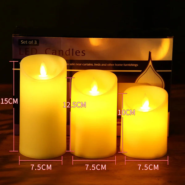 Moving Wick Led Candles with Flickering Flame Battery Powered Led Tea Light Electronic Fake Candle for Party Wedding Table Decor