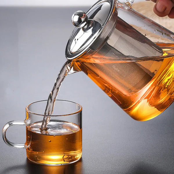 Glass Tea Pot with Stainless Steel Infuser Heat Resistant Container Flower Tea Teapot Puer Tea Kettle Teaware