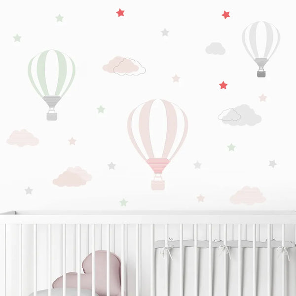 Cartoon Hot Air Balloon Clouds Nursery Wall Stickers Removable Children DIY Wall Decals Kids Bedroom Interior Home Decoration