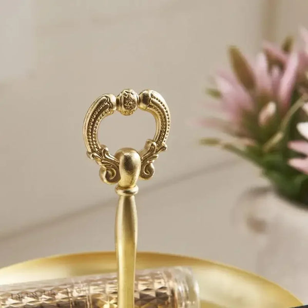 New Two-tier Golden Jewelry Tray Serving Plate Metal Tray Food Storage  Ornaments Necklace Ring Earring Tray Home Decoration