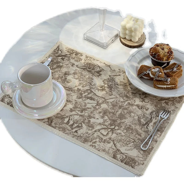 Nordic Style Rectangle Cotton Linen Placemats Non-washable Heat Insulation Mats Oil-Proof Table Mats Home Dining Table Decor