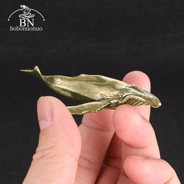 Solid Brass Whale Figurines Vintage Sea Animal Small Statue Desktop Ornaments Office Decorations Crafts Accessories Child Gifts