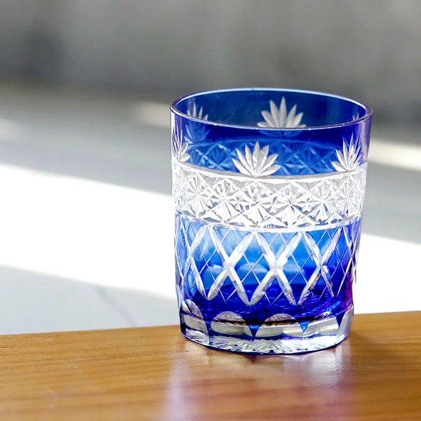 Blue Whiskey Water Vodka Glasses Japan Edo Kiriko Glass Hand Cut To Clear Crystal Wine Glass Cup Drinking Drinkware 10oz/300ml