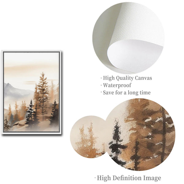 Modern Abstract Beige Watercolour Landscape Mountain Wall Art Canvas Painting Nordic Poster Print Wall Picture Living Room Decor