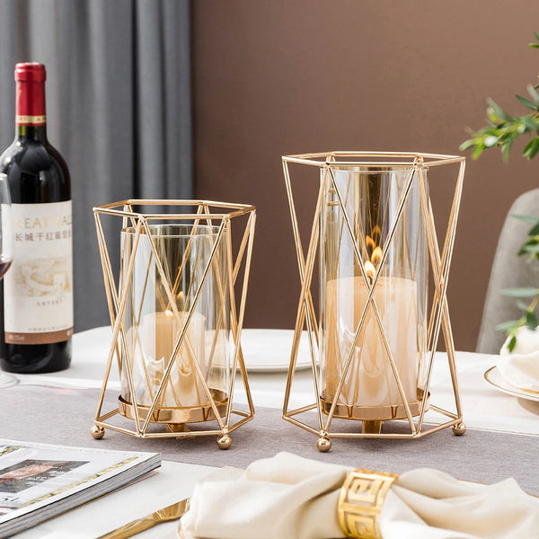 Gold Iron Candle Holders
