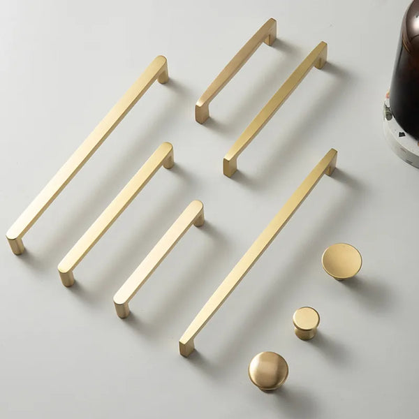Goo-Ki Modern Gold Knob Pure Copper Kitchen Cabinet Handles Cupboard Door Pulls Drawer Knobs Brass for Furniture Handle Hardware